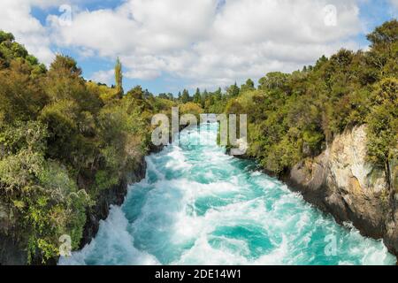 Huka Falls Wasserfall, Waikato River, Taupo District, Nordinsel, Neuseeland, Pazifik Stockfoto