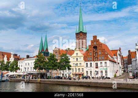 Skyline von Lübeck, UNESCO Weltkulturerbe, Schleswig-Holstein, Deutschland, Europa Stockfoto