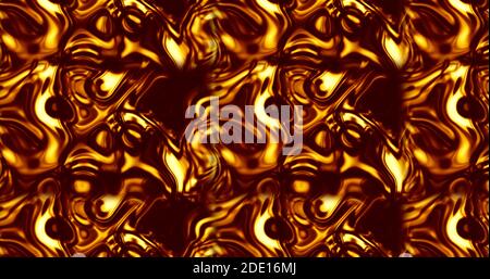 Schönes geschmolzenes Gold. Goldene Flüssigkeitswelle. Abstraktes flüssiges goldenes Material. Stockfoto