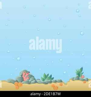 Meeresboden. Unterwasserlandschaft. Vorlage für den Druck. Stock Vektor