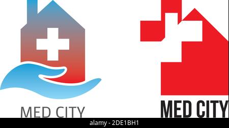 Setzen Logo Medizin Stadt Vorlage Design Vektor Stock Vektor