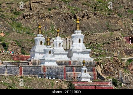 Chöre im Sakya Kloster, Präfektur Shigatse, Tibet, China Stockfoto