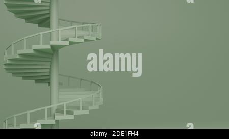 Abstrakte 3D-Illustration von Wendeltreppe für Hintergrunddesign. Geometrische Formen. 3D-Rendering. Stockfoto