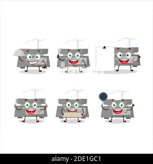 Cartoon Charakter des digitalen Gewichts mit verschiedenen Chef Emoticons. Vektorgrafik Stock Vektor