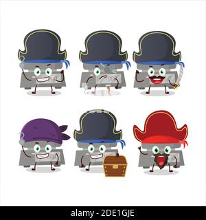 Cartoon Charakter des digitalen Gewichts mit verschiedenen Piraten Emoticons. Vektorgrafik Stock Vektor