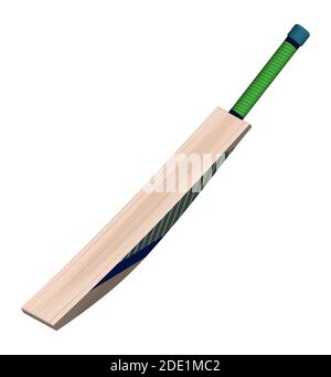 Cricket-Schläger im realistischen Stil auf weißem Hintergrund. Sommer Teamsport. Vektor auf weißem Hintergrund Stock Vektor