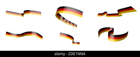 Set von Urlaubsbändern. Deutsche Flagge winkt im Wind. Trennung in untere und obere Schichten. Designelement. Vektor auf weißem Hintergrund Stock Vektor