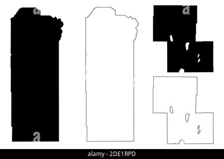 Malheur und Lake County, Oregon State (U.S. County, United States of America, USA, U.S., US) Kartenvektordarstellung, Skizzenkarte Stock Vektor