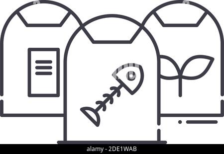 Garbage Segregation Symbol, lineare isolierte Illustration, dünne Linie Vektor, Web-Design-Zeichen, Kontur Konzept Symbol mit editierbaren Strich auf weiß Stock Vektor