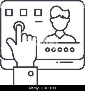 Zukunftssicherheit Symbol, lineare isolierte Illustration, dünne Linie Vektor, Web-Design-Zeichen, Umriss Konzept Symbol mit editierbaren Kontur auf weißem Hintergrund Stock Vektor