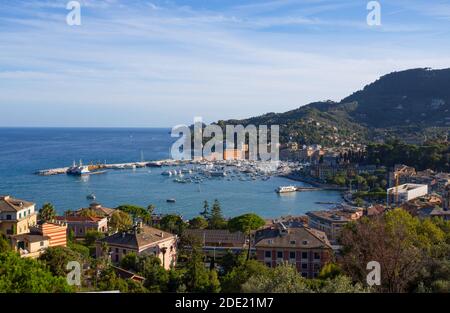 Luftaufnahme von Santa Margherita Ligure, Ligurische riviera, Genua Provinz, Italien. Stockfoto