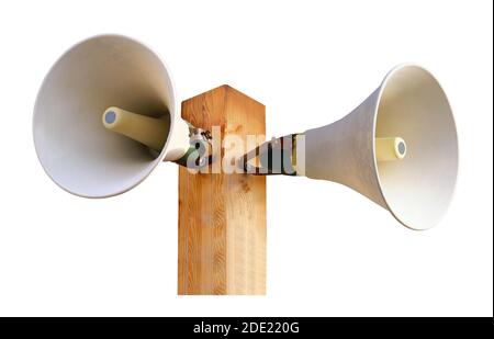 Lautsprecher auf weißem Hintergrund. Stockfoto