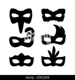 Festliche Karneval Masken Silhouette Set Vektor-Illustration Stock Vektor