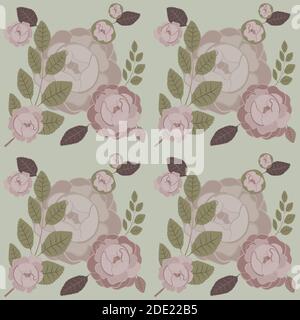 Gemusterte Vintage Rosen gedeckte Farbe Stockfoto