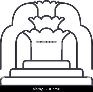 Fountain Symbol, lineare isolierte Illustration, dünne Linie Vektor, Web-Design-Zeichen, skizzieren Konzept Symbol mit editierbaren Strich auf weißem Hintergrund. Stock Vektor