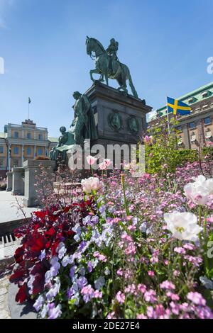 Blick auf Gustav Adolfs Torg und Arvfurstens Palats, Stockholm, Schweden, Skandinavien, Europa Stockfoto