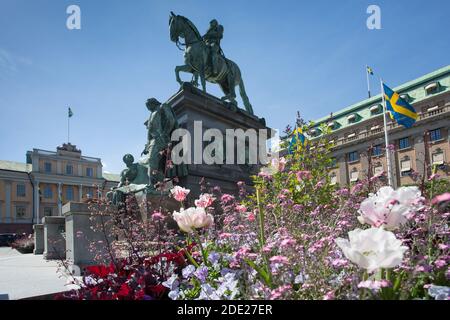 Blick auf Gustav Adolfs Torg und Arvfurstens Palats, Stockholm, Schweden, Skandinavien, Europa Stockfoto