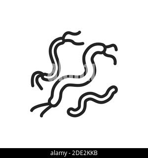 Bakterien Spirilla schwarze Linie Symbol. Vektorgrafik Stock Vektor