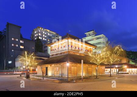 Kaga Onsen, Japan bei der Yamashiro Onsen Hot Springs Resort Distrikt. Stockfoto