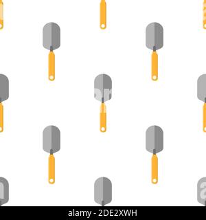 Nahtloses Muster mit Cartoon kleine Schaufeln auf weißem Hintergrund. Gartenspaten. Gartenwerkzeug. Vektorgrafik für jedes Design. Stock Vektor
