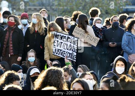 Protest in Paris gegen das "Global Security Law Project" - 28 Von november - Place de la République - Paris - Frankreich Stockfoto