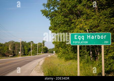 Straßenschild nach Egg Harbor Stockfoto