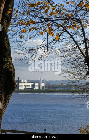 Airbus, Elbe in Hamburg Blankenese, Deutschland, Europa Stockfoto