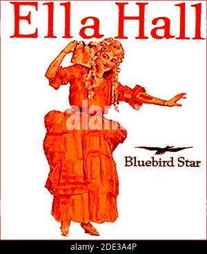 Ella Hall früher Filmstar 1917 - von einem Filmplakat der Zeit, das sie als "Bluebird" (Bluebird Photoplays)-Star annoncierte --- Ella Augusta Hall ( 1896 – 1981), blond und blauäugig zu sein, galt als Filmschönheit. Sie war eine amerikanische Schauspielerin und ein produktiver Stummfilm- und Tonfilmstar. Ella Hall's erster Filmauftritt war 1910 als fünfzehnjährige Ingeue mit D.W. Griffith bei Biograph und ihr letzter Filmauftritt 1933, 'The Bitter Tea of General Yen'. Bluebird Photoplays war ein renommiertes amerikanisches Filmstudio, das seine Filme über Universal Pictures während der Silent Fil verteilte Stockfoto