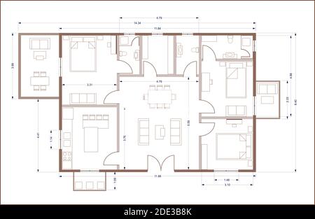 Immobilien, Wohnprojekt Baukonzept. Bauplan für Wohngebäude Stockfoto