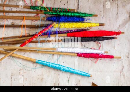 Yakan Weberei und Tuch im Yakan Weaving House in Basilan, Philippinen Stockfoto