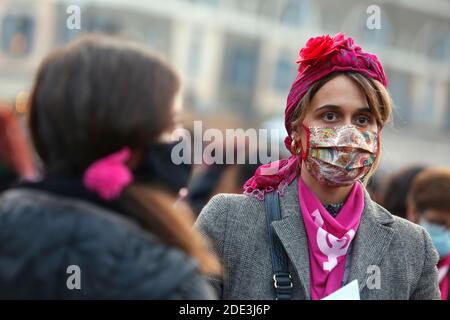 Rom, Italien. November 2020. Demonstration der Frauen auf der Piazza del Popolo zur Beseitigung von Gewalt gegen Frauen. Rom (Italien), 28. November 2020 Foto Samantha Zucchi Insidefoto Kredit: Insidefoto srl/Alamy Live News Stockfoto