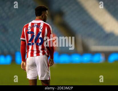 Hillsborough, Sheffield, Yorkshire, Großbritannien. November 2020. English Football League Championship Football, Sheffield Mittwoch gegen Stoke City; Tyrese Campbell of Stoke City Kredit: Action Plus Sports/Alamy Live News Stockfoto