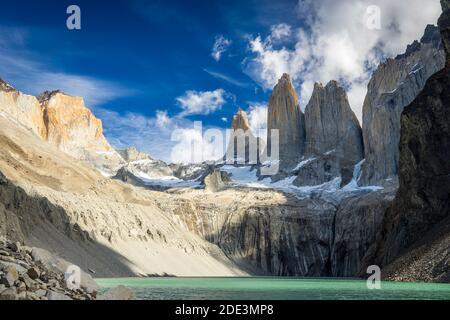 Aussichtspunkt Las Torres, Nationalpark Torres del Paine, Patagonien, Chile Stockfoto