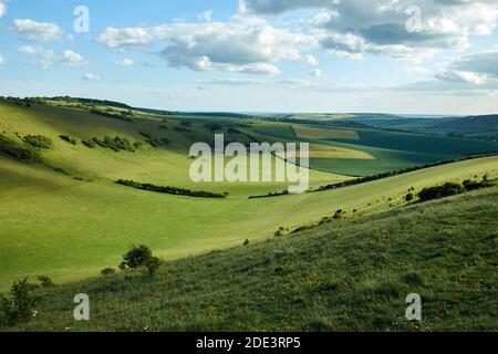 Windover Hill über Alfriston, South Downs Way, South Downs National Park, England, Großbritannien Stockfoto