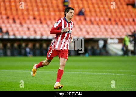 Jose Gimenez von Atletico de Madrid während der spanischen Meisterschaft La Liga Fußball mach zwischen Valencia und Atletico de Madrid am 28. November 2020 im Estadio de Mestalla in Valencia, Spanien - Foto Maria Jose Segovia / Spanien DPPI / DPPI / LM Stockfoto