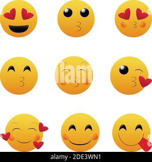 Liebe Sammlung von Vektor Schönheit Smilies. Stock Vektor