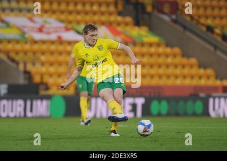 Norwich, Großbritannien. Norwichs Oliver Skipp während des Sky Bet Championship Matches zwischen Norwich City und Coventry City in Carrow Road, Norwich am Samstag, 28. November 2020. (Kredit: Ben Pooley - MI News) Kredit: MI Nachrichten & Sport /Alamy Live Nachrichten Stockfoto