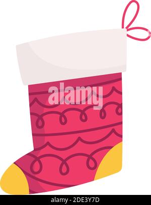 frohe weihnachten Strumpf Ornament Dekoration und Feier Symbol Vektor Illustration Stock Vektor