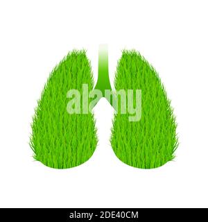 Symbol für gesunde Lunge, aus grünem Gras. Welttag Der Tuberkulose. Vektorgrafik. Stock Vektor