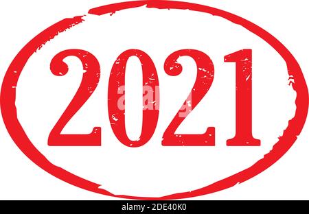 Roter Stempel und Text 2021. Vektorgrafik und Banner. Stock Vektor