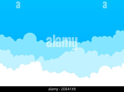 Himmel und Wolken Hintergrund. Stilvolles Design mit flachem Poster, Flyern, Postkarten, Webbannern. Vektorgrafik. Stock Vektor