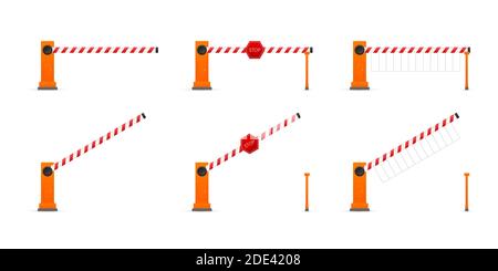 Automatische Barriere, um die Bewegung von Autos anzupassen. Vektorgrafik. Stock Vektor