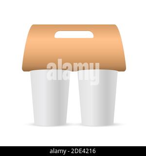 Papier für Kaffeetassenhalter. Leere Kaffeetassenhalterung, Modell. Vektorgrafik. Stock Vektor