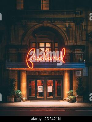 Neonschild des Freehand Hotels in Manhattan, New York City Stockfoto