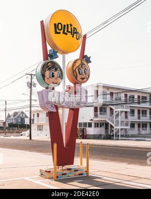 Lollipop Motel Schild, in Wildwood, New Jersey Stockfoto