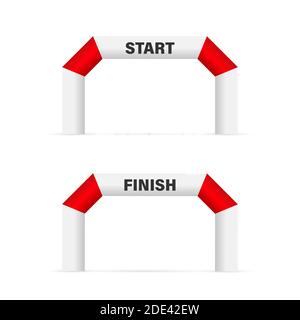 Aufblasbarer Arch-Satz. Sportveranstaltung. Marathon-Rennkonzept. Vektorgrafik. Stock Vektor