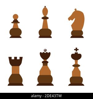 Illustration einer Reihe von Schachfiguren auf einem isolierten Hintergrund. Vektorgrafik. Stock Vektor