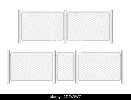 Metallkettenglied mit Zaundraht. Gefängnisbarriere, gesichertes Grundstück. Vektorgrafik. Stock Vektor