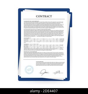 Vertragsvertrag Papierrohling mit Siegel. Vektorgrafik. Stock Vektor