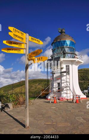 Cape Reinga Leuchtturm, Cape Reinga, Northland Region, Nordinsel, Neuseeland Stockfoto